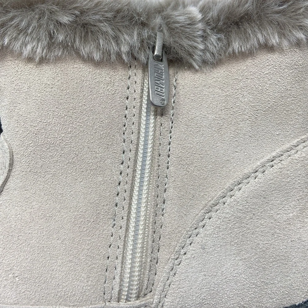 NTW Khombu “Iris” Ankle Winter Boots Cream Genuine Suede Faux Fur Lining